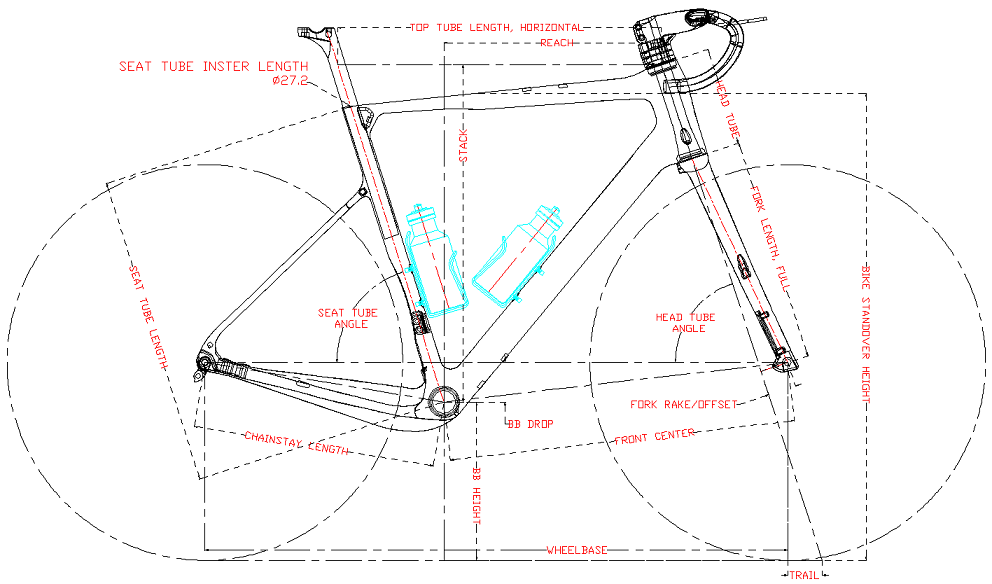 Geometria ramy roweru szutrowego z włókna węglowego